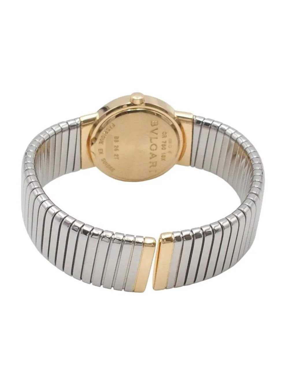 Bvlgari Tubogas S Black 18K Yellow Gold SS Watch Quartz